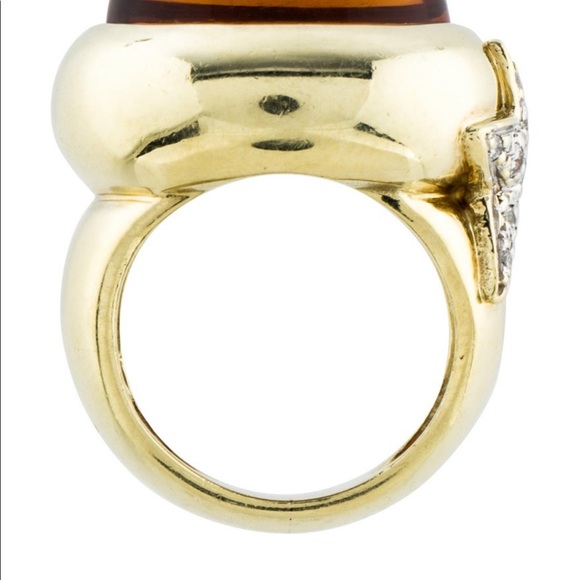 ✨14k Diamond & Cabochon Citrine Ring HEAVY - Picture 3 of 12